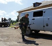 Prorusi&scaron;ki teroristai netoli Krasnyj Limano miestelio, Ukrainoje.