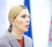 Agnės Bilotaitės bei Valstybės sienos apsaugos tarnybos vado Rustamo Liubajevo trumpa spaudos konferencija