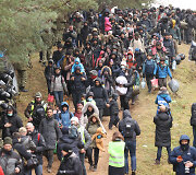 Migrantai Baltarusijoje prie sienos su Lenkija