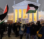 Protestas prie&scaron; nusikaltimus žmoni&scaron;kumui Palestinoje