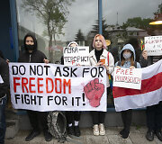 Protestas prie Baltarusijos ambasados Vilniuje