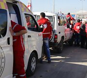 JT Humanitarinės pagalbos konvojus vyksta i&scaron; Damasko į kitus regionus
