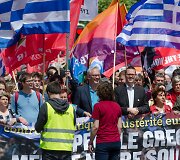 Solidarumo su Graikija demonstracija Briuselyje