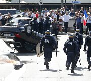 Protestuojantys Paryžiaus taksi vairuotojai