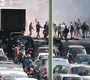 Protestuojantys Paryžiaus taksi vairuotojai