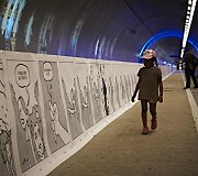 Lione esančiame tunelyje nupie&scaron;tas ilgiausias pasaulyje (1625 metrų) komiksas