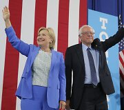 Hillary Clinton ir Bernie Sanders Naujajame Hamp&scaron;yre