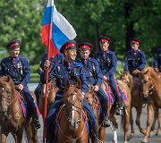 Grupė Rusijos kazokų pradėjo raitelių žygį į Berlyną i&scaron; Maskvos