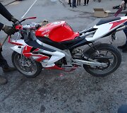 Mopedas &bdquo;Aprilia RS50&ldquo; po avarijos Alytuje 