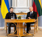 Prezidentūroje įvyko oficiali Ukrainos vadovo Volodymyro Zelenskio pasitikimo ceremonija