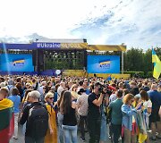 &bdquo;Keliu vėliavą už Ukrainą NATO&ldquo; maratono dalyvių pasitikimas Luki&scaron;kių aik&scaron;tėje