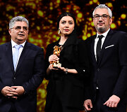 Prodiuseriai Kaveh Farnam ir Farzad Pak bei aktorė Baran Rasoulof