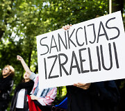 Mitingas prie&scaron; Izraelio užsienio reikalų ministro vizitą Lietuvoje