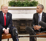 Donaldas Trumpas ir Barackas Obama Baltuosiuose Rūmuose
