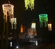 Trakų Kalėdų eglės įžiebimo &scaron;ventės akimirka