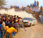 Audi Quattro 1983 m. Portugalijos ralio metu. MPW57 nuotr. Wikipedija. CC BY 3.0