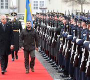 Prezidentūroje įvyko oficiali Ukrainos vadovo Volodymyro Zelenskio pasitikimo ceremonija