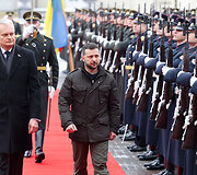 Prezidentūroje įvyko oficiali Ukrainos vadovo Volodymyro Zelenskio pasitikimo ceremonija