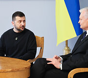 Prezidentūroje įvyko oficiali Ukrainos vadovo Volodymyro Zelenskio pasitikimo ceremonija