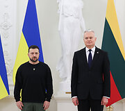 Prezidentūroje įvyko oficiali Ukrainos vadovo Volodymyro Zelenskio pasitikimo ceremonija