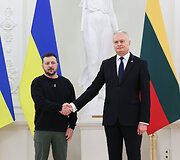 Prezidentūroje įvyko oficiali Ukrainos vadovo Volodymyro Zelenskio pasitikimo ceremonija