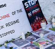Iraniečių protesto akcija prie JAV ambasados prie&scaron; Irano rėžimą