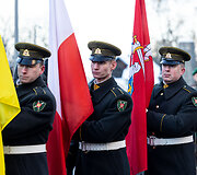 Vainikų padėjimo ceremonija 1863&ndash;1864 m. sukilimo vadams ir sukilėliams atminti Senųjų Rasų kapinių koplyčioje-kolumbariume