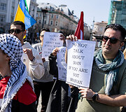 Protestas-eitynės prie&scaron; Lietuvos bendradarbiavimą Izraelio ir JAV karuose &bdquo;Karui &ndash; NE!&ldquo;
