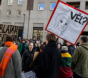 Prie Seimo protestas &bdquo;&Scaron;alin rankas nuo laisvo žodžio!&ldquo;