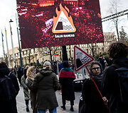 Prie Seimo protestas &bdquo;&Scaron;alin rankas nuo laisvo žodžio!&ldquo;