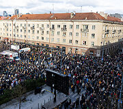 Prie Seimo protestas &bdquo;&Scaron;alin rankas nuo laisvo žodžio!&ldquo;