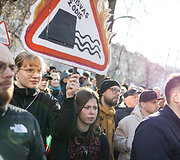 Protestas ,,&Scaron;alin rankas nuo laisvo žodžio&ldquo;