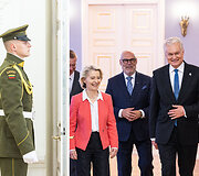 Bendra Europos Komisijos Pirmininkės ir Baltijos &scaron;alių Prezidentų spaudos konferencija Prezidento rūmuose