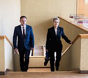Nida Grunskienė atvyko į susitikimą su Seimo pirmininku