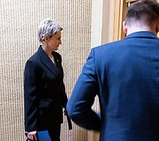 Nida Grunskienė atvyko į susitikimą su Seimo pirmininku