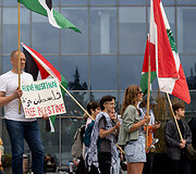 Demonstracija prie&scaron; badą Gazoje