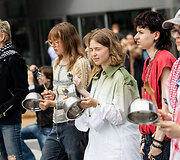 Demonstracija prie&scaron; badą Gazoje