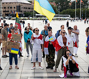 148-asis solidarumo su Ukraina mitingas Katedros aik&scaron;tėje