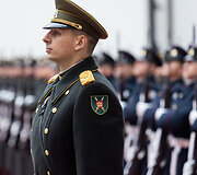 Oficiali Lenkijos kariuomenės Generalinio &scaron;tabo vir&scaron;ininko generolo Rajmund T. Andrzejczak pasitikimo ceremonija