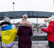 Ukrainos vienybės dienos minėjimas ant Mindaugo tilto