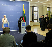 Ingridos &Scaron;imonytės ir Visuotinio (Konstantinopolio) patriarcho Baltramiejaus spaudos konferencija