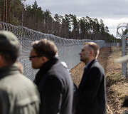 Agnės Bilotaitės ir Europos sienų ir pakrančių apsaugos agentūros &bdquo;Frontex&ldquo; vykdomojo direktoriaus Hans Leijtens spaudos konferencija