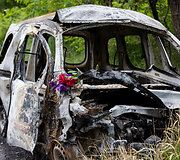 Rusų raketos susprogdintas automobilis Niujorke, Ukrainoje