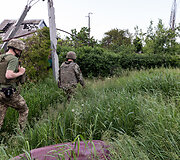 Ukrainos karių pozicija fronto linijoje Niujorke, Ukrainoje
