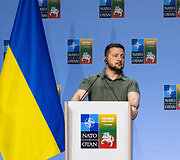 Volodymyro Zelenskio spaudos konferencija NATO vir&scaron;ūnių susitikime Vilniuje