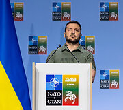 Volodymyro Zelenskio spaudos konferencija NATO vir&scaron;ūnių susitikime Vilniuje