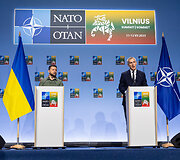 Volodymyro Zelenskio spaudos konferencija NATO vir&scaron;ūnių susitikime Vilniuje