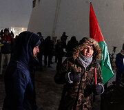 Protestas prie&scaron; nusikaltimus žmoni&scaron;kumui Palestinoje