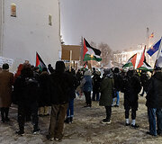 Protestas prie&scaron; nusikaltimus žmoni&scaron;kumui Palestinoje