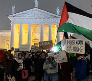 Protestas prie&scaron; nusikaltimus žmoni&scaron;kumui Palestinoje